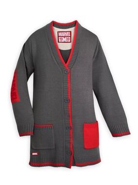 Disney Marvel Gray Red V-neck Cardigan Small